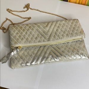 Fun Silver Fold Over Clutch